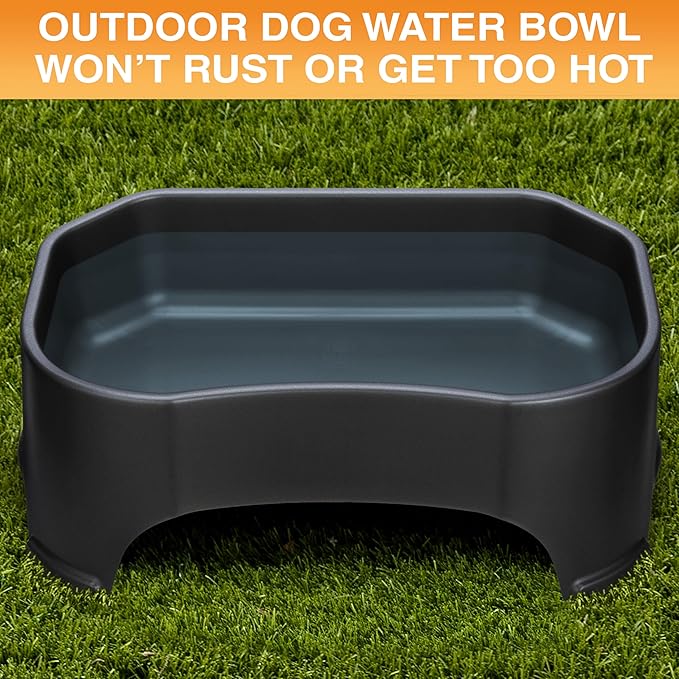 Neater Pet Brands Extra Large Water Bowl for Dogs, Outdoor Dog Water Bowl (2.25 Gallon Extra-Large Capacity), Big Trough Style Food Dish for Indoors or Outside, No Spill Large Dog Bowls, Black