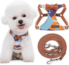 Puppytie No Pull Small Dog Harness with Multifunction Dog Leash,Lightweight Soft Adjustable No Choke Escape Proof Pet Harness Vest Pet Harness Vest,Suede Bow Brown,S