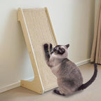Meeyoview Sisal Cat Scratcher Ramp, 27'' L Shape Scratching Post, Vertical Cat Scratcher for Indoor Cats, Solid Wooden Scratch Pad, Furniture Protector with Catnip
