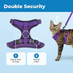 Voyager Escape-Proof Step-in Lock Cat Harness & 5ft Neoprene-Handle Leash Set All-Weather Mesh with Reflective Stitching for Small to Large Cats by Best Pet Supplies, Purple (327), XS
