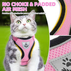 PUPTECK Cat Harness and Leash Set Escape Proof Reflective Cat Walking Harness Adjustable Soft Breathable Mesh Vest for Small Pets, Light Pink, L
