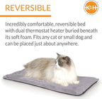 K&H Pet Products Heated Thermo-Kitty Mat, Indoor Heated Cat Bed, Pet Heat Pad for Indoor Cats and Small Dogs, Cat Heating Pad, Electric Thermal Warming Cat Bed Mat, Gray 12.5 X 25 Inches