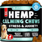 Hemp Calming Chews for Dogs - Dog Calming Chews - Dog Anxiety Relief Treats with Hemp Oil, Turmeric, Valerian, Ginger - Health and Wellness Supplements for Dogs - Hip and Joint Support - 120 Treats
