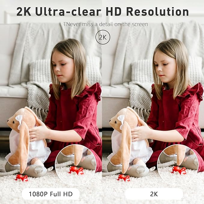 Indoor Security Cameras, 2k WiFi Home Camera with Night Vision, 2-Way Talk, Elder/Pet Cam, Baby Monitor with Smart Motion Detection, Cloud & SD Card Storage, Works w/Alexa, 2pcs