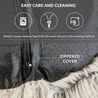 Friends Forever Serena Donut Memory Foam Orthopedic Dog Bed, Soft Faux Fur Oval Cat Couch For Indoor Pet, Fluffy Calming Plush Shag, Round Bolster Cushion, Machine Washable Cuddler, Tan, 36"x27"x7.5"