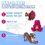 Yeti Puff and Play Dog Toy, Dog Chew Holder, Fun Stimulating Chew Toy for Teething, Behavior Training for Light to Moderate Chewers (Pink - Yeti)