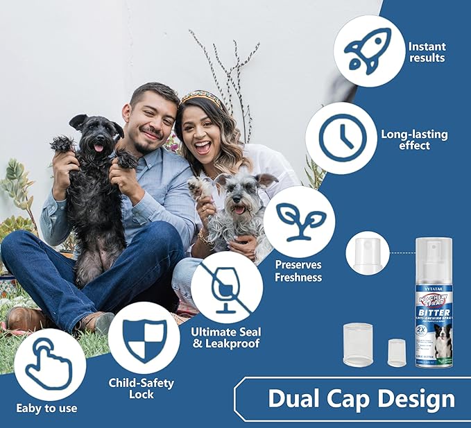 No Chew Spray for Dogs, No Chew Deterrent to Stop Chewing Furniture & Licking Hot Spots, Natural & Alcohol-Free, Indoor/Outdoor Use (2 X 3.38 fl oz)
