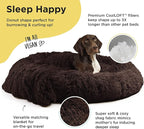 Best Friends by Sheri Bundle Set The Original Calming Shag Donut Cuddler Cat and Dog Bed + Pet Throw Blanket Dark Chocolate Extra Large 45" x 45"