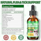 Flea & Tick Support for Cats – Natural Herbal Drops with Multivitamin – Fleas and Ticks Comfort Formula for Cat All Breeds & Ages – Bacon Flavor