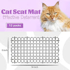 16 x 8 Inch Scat Mat for Cats, 12 Pack Scat Mat with Spikes Outdoor, Cat Deterrent with Strips Digging Stopper Cat Spike to Keep Other Animals Away from Furniture, Plants