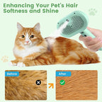 3 in 1 Cat Steam Brush, Pet Spray Hair Removal Comb for Shedding & Grooming, Water Brush for Cats Dogs Small Animals Long Short Haired with One-Click Release Button(Green)