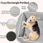 Rectangle Cat Dog Bed for Large Medium Small Pets Indoor Outdoor Machine Washable Sleeping Sofa Non-Slip Bottom Soft Puppy Bed Durable Orthopedic Calming Pet Cuddler (Medium, Grey)