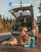 lesotc Dog Travel Water Bottle Portable with Pull-Out Drinking Bowl,77oz Large Travel Water Bowl Dispenser for Dogs Camping Essentials Hiking Beach Road Trip Park Walking On The Go Must Have,LightBlue