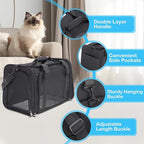 Cat Carrier Soft, Collapsible Cat Bag Carrier, TSA Airline Approved Pet Carrier for Cats with Removable Mat, Breathable Pet Travel Carrier for Small Medium Adult Pussy & Small Dogs (Black)