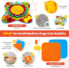 Petcare Dog Snuffle Mat and Lick Mat Set, Interactive Enrichment Dog Puzzle Toy for Puppy Small Medium Dogs Cats Rabbits, Cognitive Sniff Foraging Mats Mental Stimulation Treat Game Slow Feeder Mats