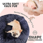 Himax Medium Dog Bed, Round Dog Bed with Blanket Attached, Comfort Fluffy Calming Dogs Beds Washable (20"/26"/35") Deep Grey