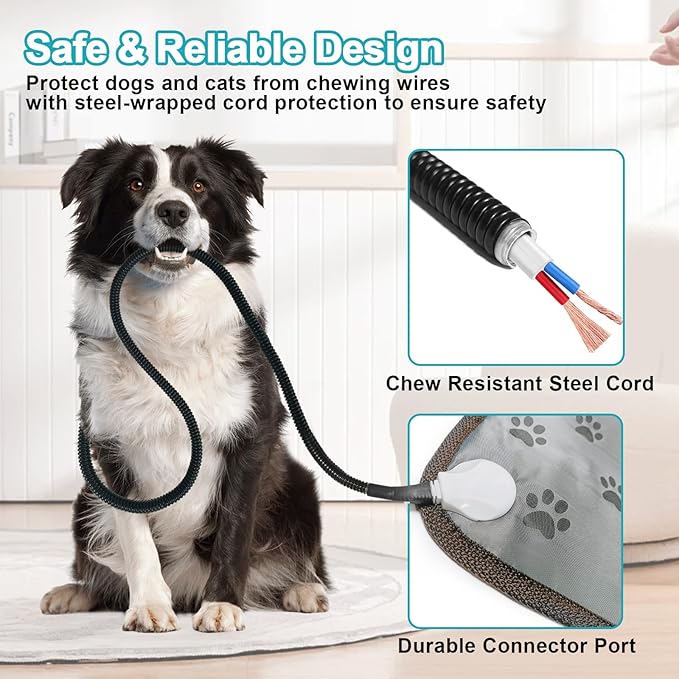 Large Dog Heating Pad 34 x 21in, Electric Heating Pads for Pets, Heated Dog Bed Mats Controller-Free, Automatic Constant Temperature Pet Heating Pad, Whelping Heating Pad