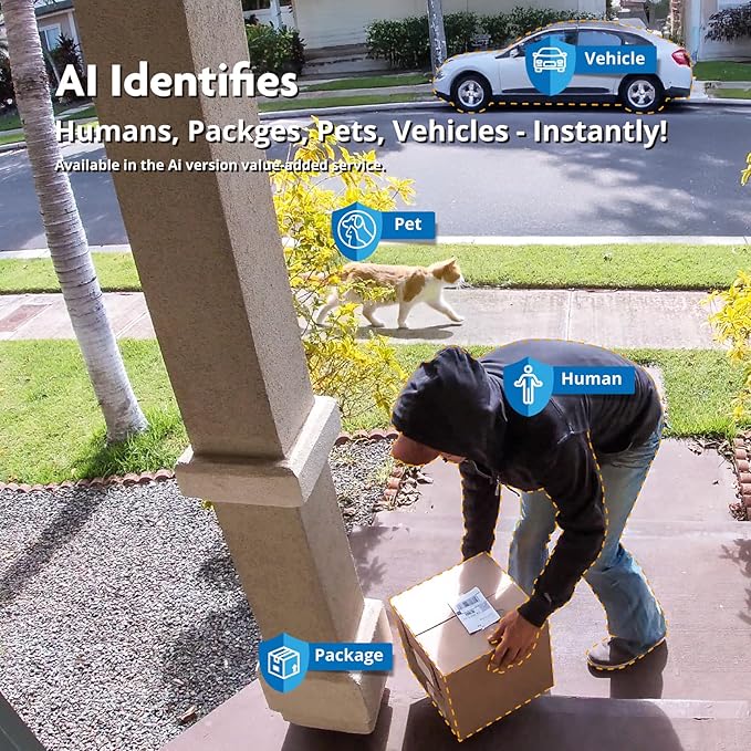 2K Pan/Tilt Indoor WiFi Security Camera with Motion Detection & Auto Tracking, Night Vision, 2-Way Audio, Siren, SD/Cloud Storage (1, Black)