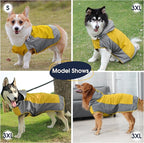 IECOii Dog Raincoat,Waterproof Rain Coat for Small Dogs,Adjustable Pet Rain Jacket with Hood,Lightweight Doggy Raincoats with Reflective Stripes,Yellow,Small