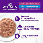 Wellness Complete Health Pate Adult Wet Cat Food, Natural, Protein-Rich, Grain-Free, 3 Ounce, 24 Pack, (Seafood Favorites Variety Pack)