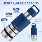 Insulated Dog Travel Water Bottle with Detachable Bowls, 3 in 1 Portable Dog Water Bottle Dispenser, Dog Accessories for Walking, Hiking, Camping, Outdoor (Navy Blue, 32 Oz)