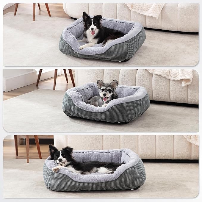 INVENHO Dog Bed for Small Dogs - Washable, Orthopedic, Calming & Warming - Durable Pet Bed with Anti-Slip Bottom (25"x21"x8")
