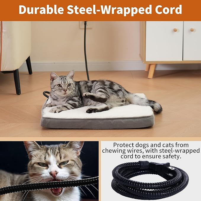 Heated Cat Bed for Cats, Cat Heating Cat for Outdoor or Indoor, Orthopedic Foam Heated Cat Bed for, Waterproof Cat Heating Cat,Auto Temperature Control,(White, 20 * 16 * 1.5 inch)