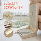 PETKARAY Cat Scratcher, Sisal Cat Scratch Pad, L Shape Scratching Board for Indoor Kitty, Floor Mounted Scratcher with Mouse Toy Catnip