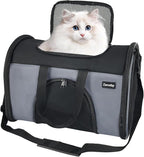 Zavothy Collapsible TSA Approved Pet Carrier for Cats & Dogs (Up to 15 Lbs, 16.54"x11.42"x9.84") – Soft-Sided Airline Travel Carrier, Grey