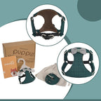 Puppytie No Pull xs Dog Harness with Multifunction Dog Leash,Soft Adjustable No Choke Escape Proof Pet Harness Vest,Knitted Green,XXS