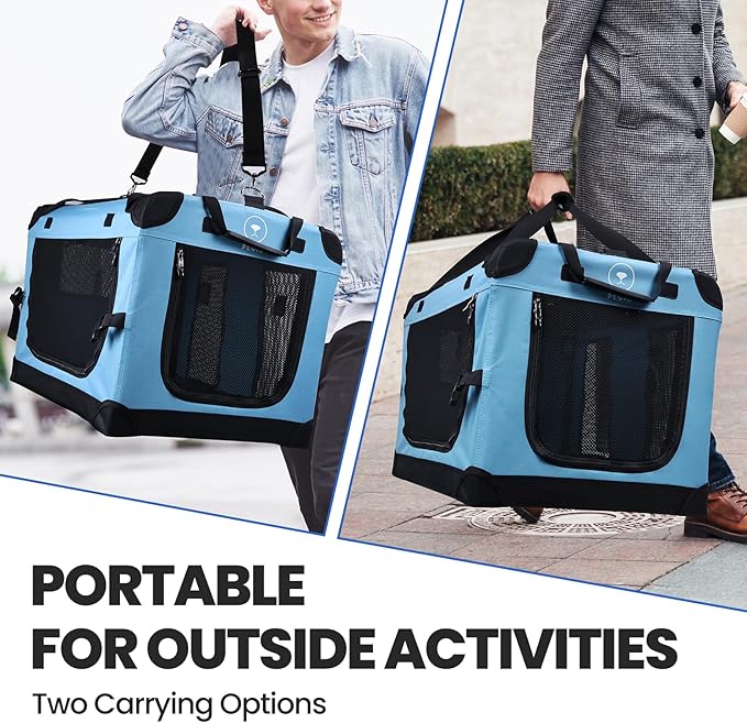 Large Cat Carrier for Car Travel, Soft Sided Collapsible Pet Carrier for Outdoor and Indoor Uses, Roomy Extra Large Cat Carrier for 2 Kittens or Puppies Up to 50lbs (Teal)