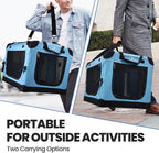 Large Cat Carrier for Car Travel, Soft Sided Collapsible Pet Carrier for Outdoor and Indoor Uses, Roomy Extra Large Cat Carrier for 2 Kittens or Puppies Up to 50lbs (Teal)