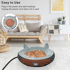 Heated Cat Bed for Indoor Cats, 19" Round Heated Pet Bed with Chew Resistant Cord. Soft & Cozy Electric Pet Heating Pad, Indoor Kitty Heating Bed Cat Heating Pad for Small and Medium Cats.