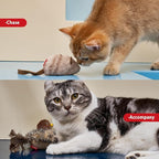 Gigwi Chirping Bird Cat Toy Set, Interactive Chasing Toy for Indoor Cat, Motion Activated Kitten Play Toys, Squeaky Cats Animal Feather Toy for All Breeds Cats Kicker