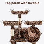 SHA CERLIN 68 Inches Multi-Level Large Cat Tree for Large Kitties/Big Cat Tower with Condo/Cozy Plush ‌Pussycat Perches/Sisal Scratching Posts and Hammocks/Activity Center/Leopard Print