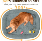 Orthopedic Washable Large Dog Bed: Cooling Dog Bed with Bolsters - Jumbo Bed Waterproof Removable Cover Non-Slip Pet Bed for Extra Large Sized - Grey