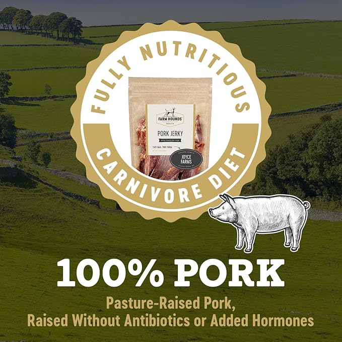 Farm Hounds - Pork Jerky - Premium Natural Jerky for Dogs - 100% Humanely Raised Pork - Break-to-Size - Great for Training & Treats - No Added Fillers - Made in USA - 3.5 oz - 1 Pack