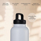 Insulated 32oz Stainless Steel Dog Water Bottle with Food & Water Bowls, Leak-Proof Pet Travel Dispenser for Dogs, Portable for Hiking, Walking, Outdoor