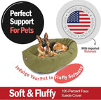 Majestic Pet 52 Inch Suede Calming Dog Bed Washable 52x35x11 (Inch) – Cozy Soft Round Donut Dog Bed with Spine Support for Dogs to Rest Their Head - Pet Bed X- Large - Sage (2025)