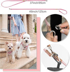 Puppytie No Pull Dog Harness with Multifunction Dog Leash,Soft Adjustable No Choke Escape Proof Pet Harness Vest for Medium Dogs,Polka dots Pink,M