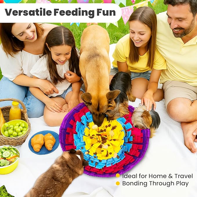 PETCARE Snuffle Mat for Dogs Adjustable Slow Feeder Bowl Interactive Enrichment Puzzle Toys for Small Medium Large Breed Dogs Cats Puppy Sniff Foraging Mats Mental Stimulation Treat Game, 19*19 inch