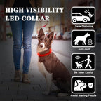 Light Up Led Dog Collar Rechargeable Waterproof, Glow in Dark Dog Collar, TPU Cuttable Lighted Dog Collars for Night Walking Charging USB, Safety for Small Medium Large Dogs Red