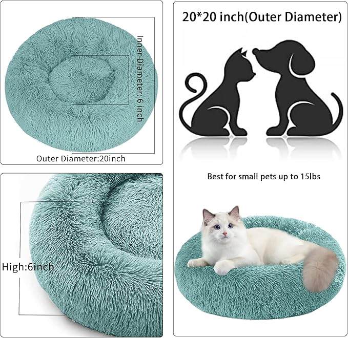 Cat Beds for Indoor Cats,20 Inch Dog Bed for Small Melium Large Dogs, Washable-Round Pet Bed for Puppy and Kitten with Slip-Resistant Bottom