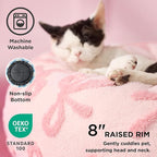 LE SURE Donut Large Dog Bed - Round Cat Beds for Indoor Anti-Anxiety Calming Pet Beds, Washable Cute Modern Beds with Jacquard Shaggy Plush & Anti Slip Bottom, 36 Inch, Pink Taffy
