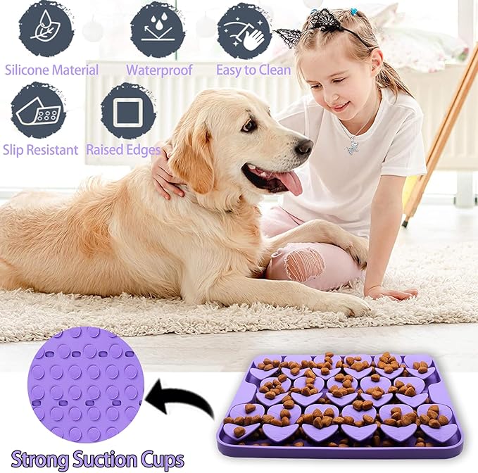 Small Silicone Snuffle Mat for Small Dogs Puppy Cat Slow Down Eating,Slow Feeder Lick Mat for Dry Wet Food for Pet Training Smell,Encourages Natural Foraging Skill,Relieving Stress