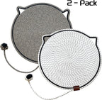 Cat Scratcher Mat Natural Cotton Rope Cat Scratching Pad, Large Size Scratching Pad with Toy (2 Packs 19.6'') (Black + White)