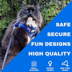 Travel Cat Harness and Leash Set - Adjustable Fit Mesh Cat Harness and Reflective Strap - Comfort Walking Vest for Kitten for Outdoor Walking, Hiking (Large, Groovy)