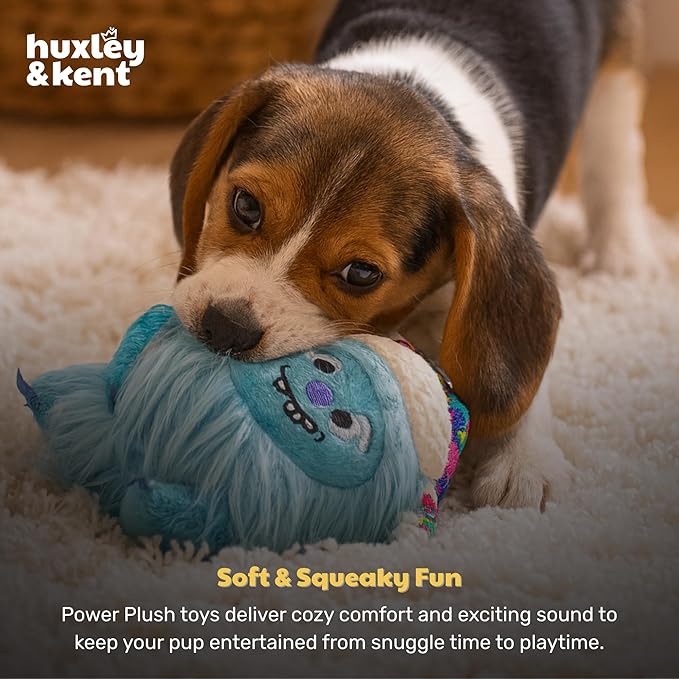Huxley & Kent Funny Dog Toy w/Squeaker – Holiday Power Plush Squeaky Dog Toys for Small, Medium & Large Dogs – Soft Stuffed Animal for Indoor Play & Fetch - Everest Shaggy Yeti, Small