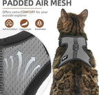 PUPTECK Cat Harness and Leash Set Escape Proof, Reflective Adjustable Soft Mesh Kitten Vest Harness for Walking Travel, Grey, S