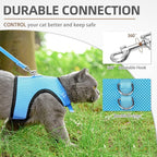 PUPTECK Soft Mesh Cat Vest Harness and Leash Set Puppy Padded Pet Harnesses Escape Proof for Cats Small Dogs, Blue Large